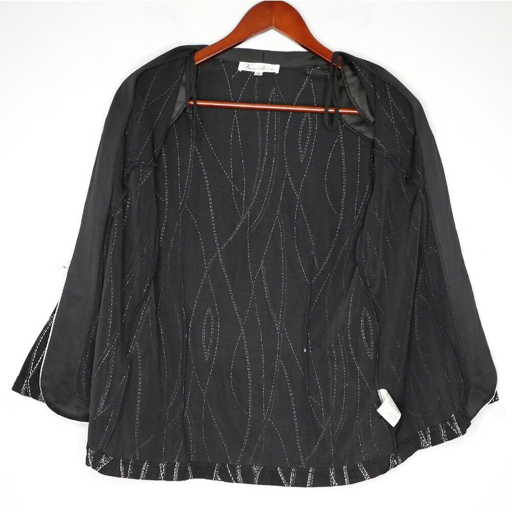 Vintage Traditions Glitter Jacket & Sleeveless Blouse Top Stretch Black Silver - Picture 7 of 15